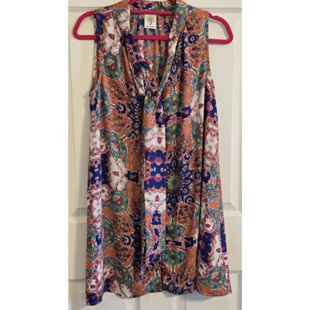Self Esteem Women's Sleeveless Boho Paisley Tunic Blouse / Dress Size S/M